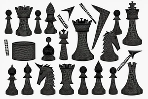 rook chess piece made of graphene tattoo idea