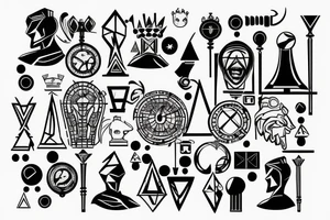 3D Chess pece set tattoo idea