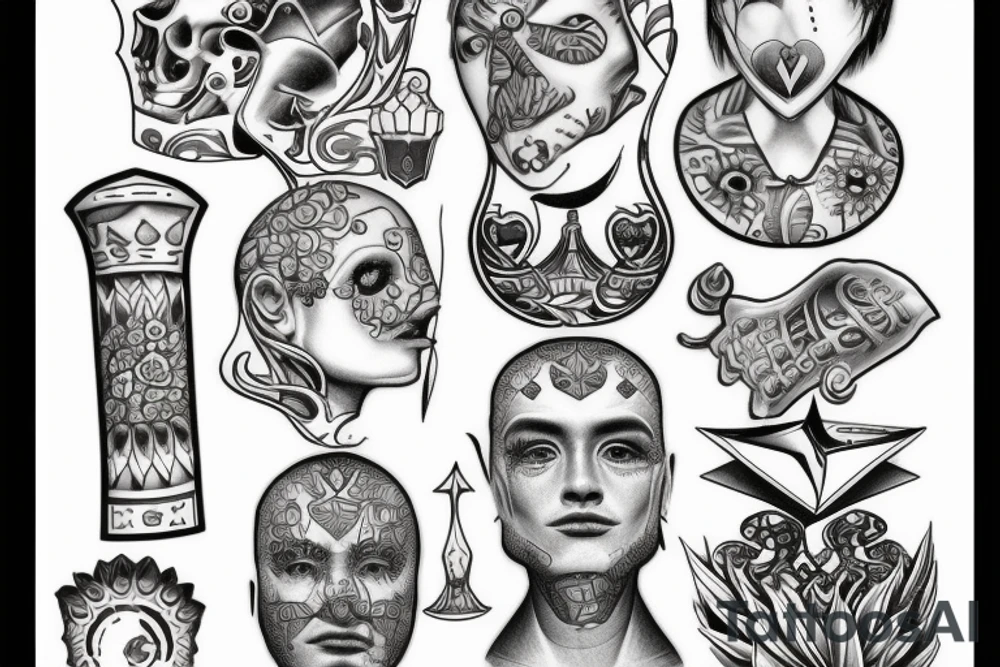 3D Chess pece set tattoo idea