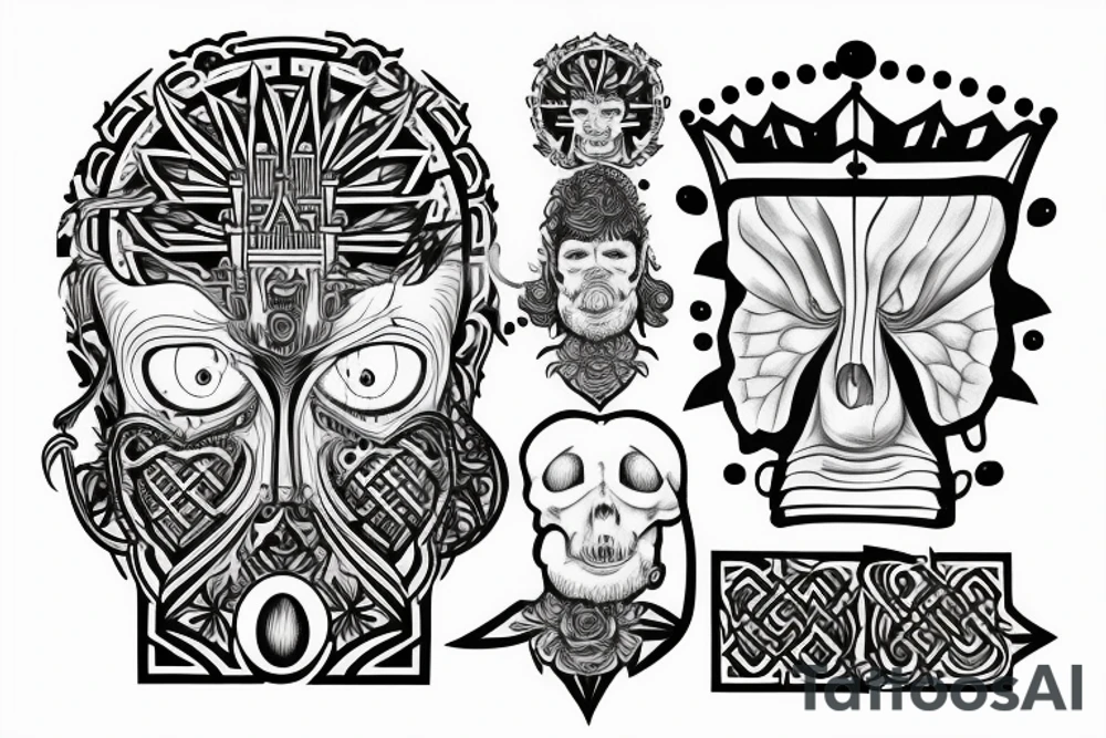 3D Chess pece set tattoo idea