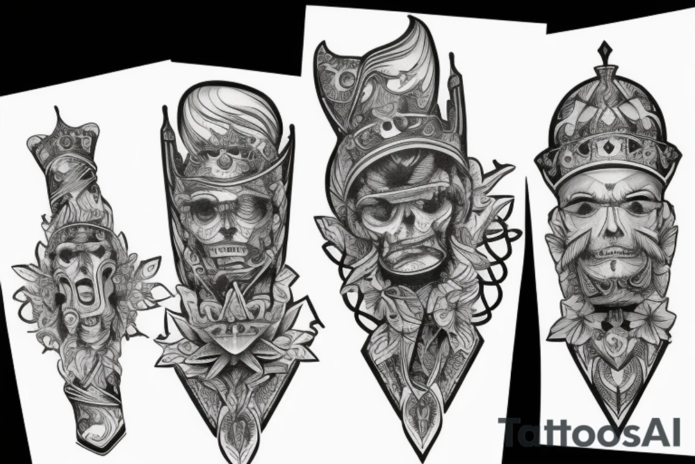 3D Chess pece set tattoo idea