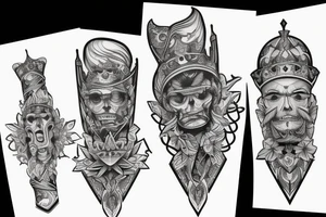 3D Chess pece set tattoo idea
