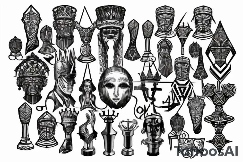 3D Chess piece set tattoo idea