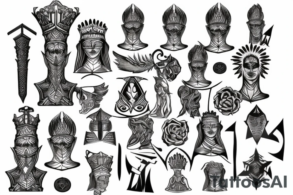 3D Chess piece set tattoo idea