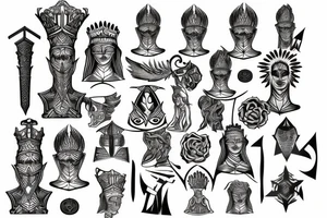 3D Chess piece set tattoo idea