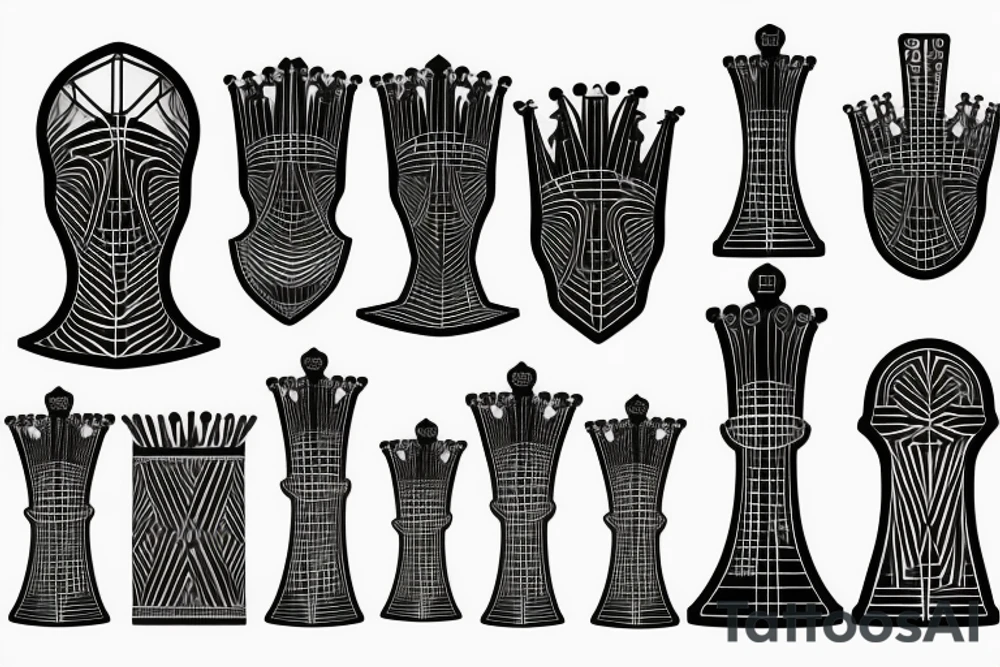 3D Chess piece set tattoo idea