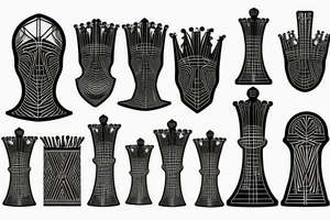 3D Chess piece set tattoo idea