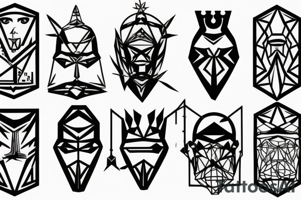 3D Chess piece set tattoo idea