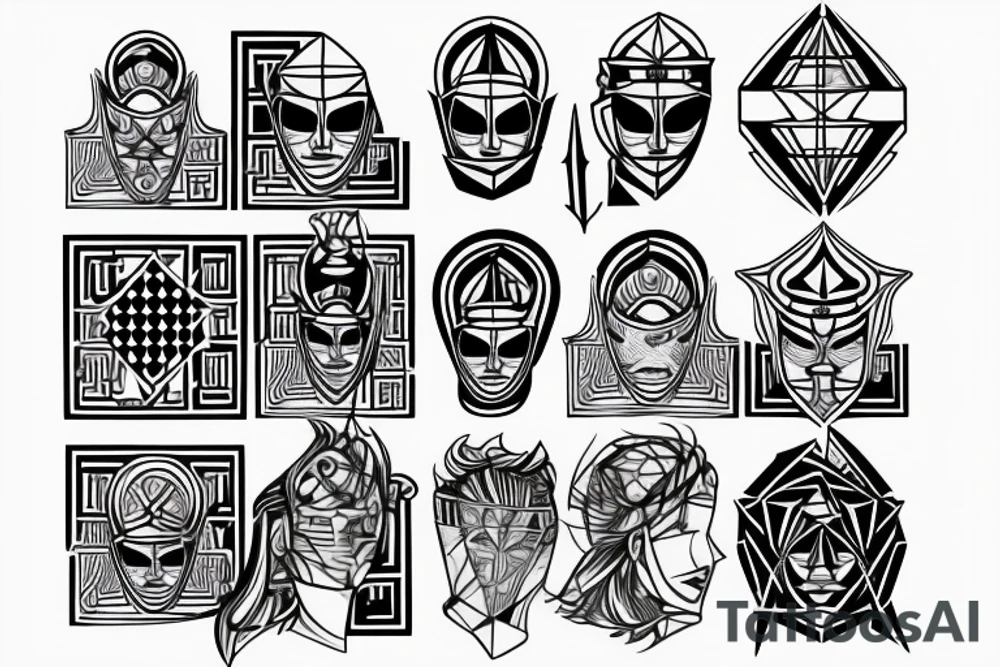 3D Chess piece set tattoo idea