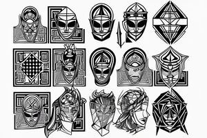 3D Chess piece set tattoo idea