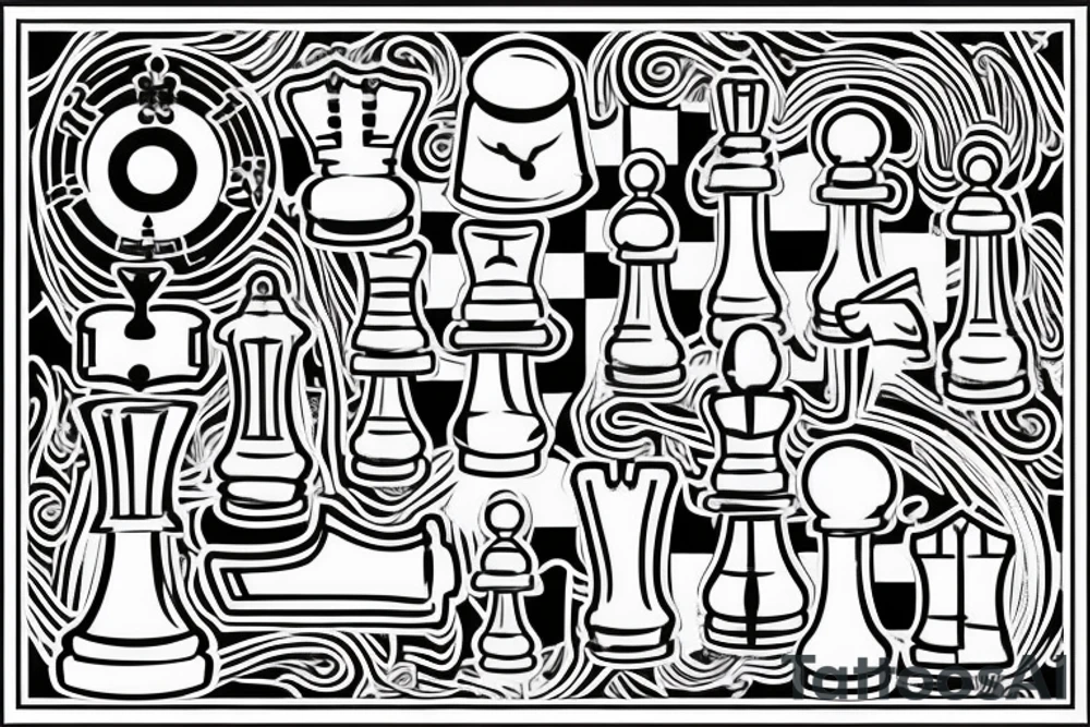 chess pawn  connected to electronic circuit tattoo idea