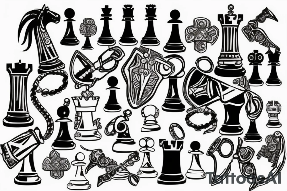chess pawn  connected to electronic circuit tattoo idea