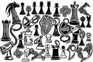 chess pawn  connected to electronic circuit tattoo idea