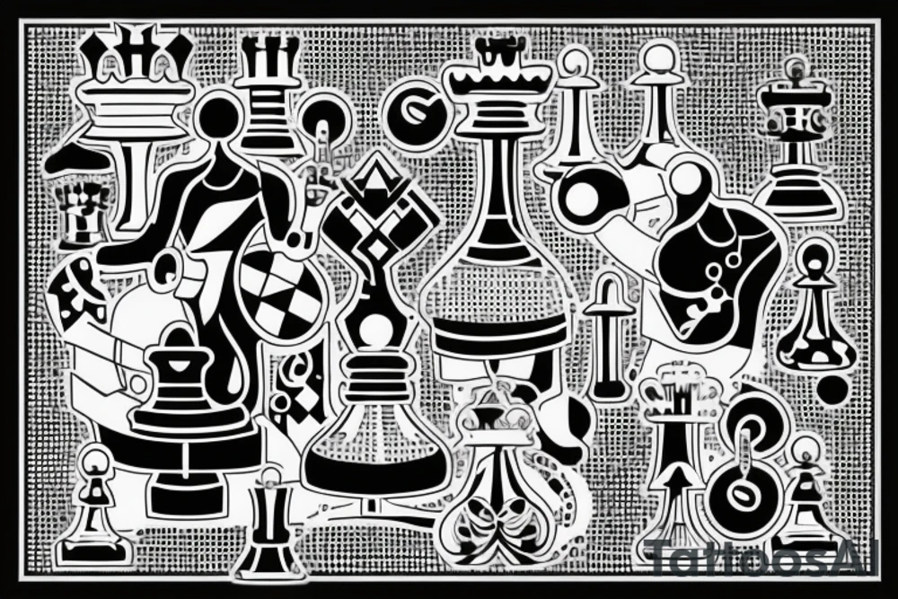 chess pawn  connected to electronic circuit tattoo idea