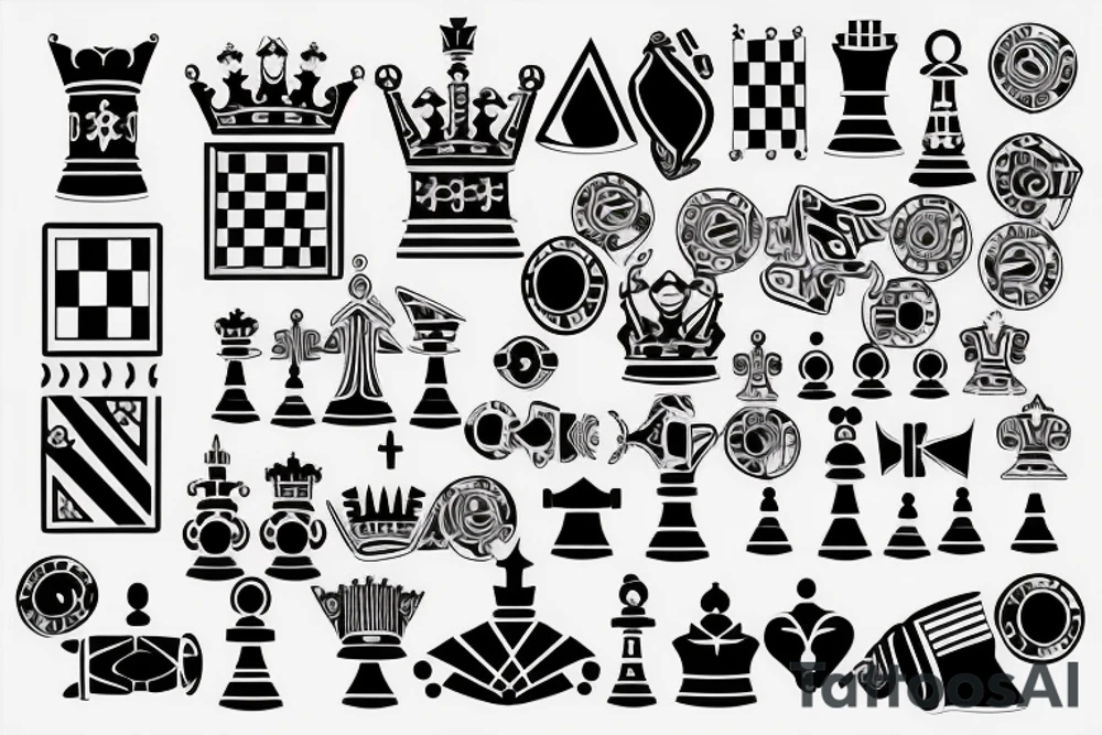 chess king  connected to electronic circuit tattoo idea
