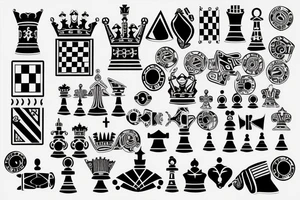 chess king  connected to electronic circuit tattoo idea