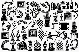 chess king  connected to electronic circuit tattoo idea