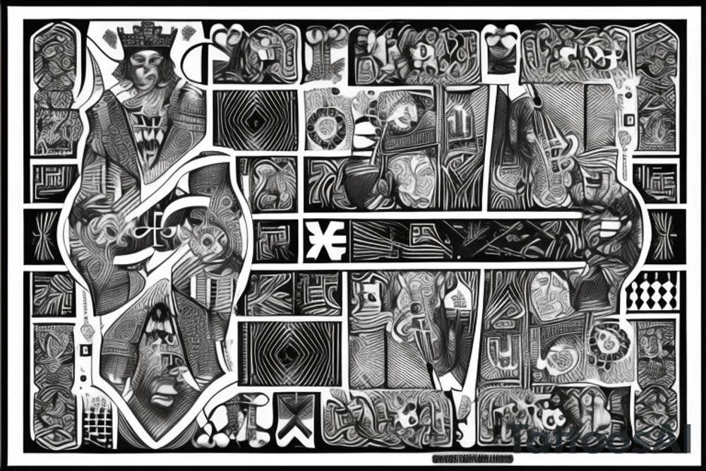 chess king  connected to electronic circuit tattoo idea