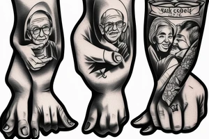 Old couple sitting in rocking chairs holding hands tattoo idea
