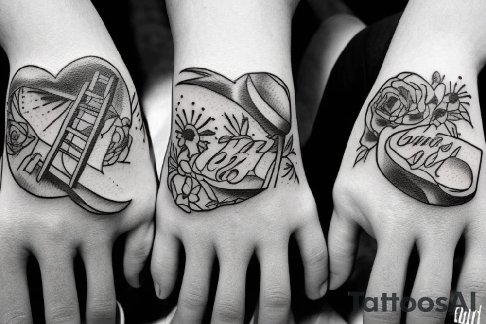 Old couple sitting in rocking chairs holding hands tattoo idea