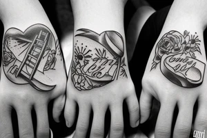 Old couple sitting in rocking chairs holding hands tattoo idea