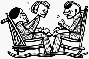 Old couple sitting in rocking chairs holding hands tattoo idea