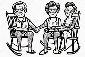 Old couple sitting in rocking chairs holding hands tattoo idea