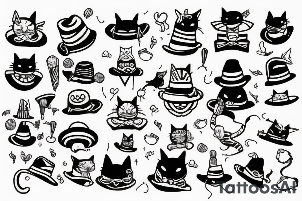 cat in a funny hat tattoo idea