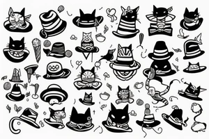 cat in a funny hat tattoo idea