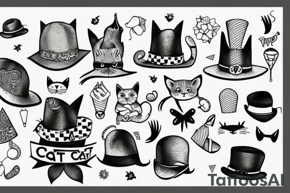 cat in a funny hat tattoo idea