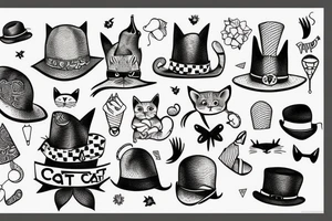 cat in a funny hat tattoo idea