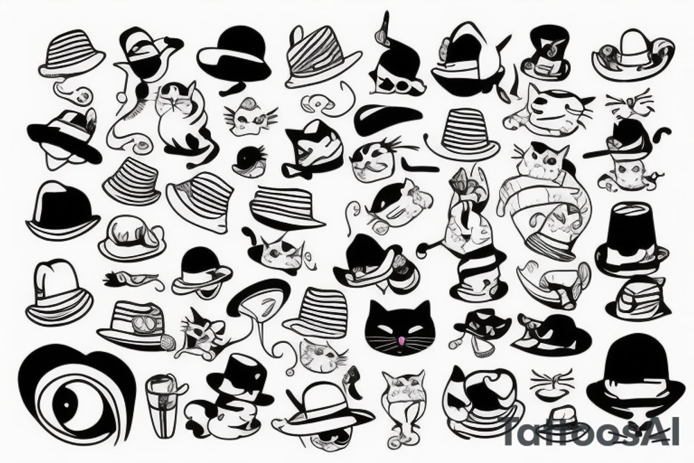 cat in a funny hat tattoo idea