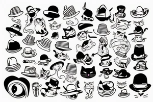 cat in a funny hat tattoo idea