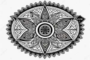 Hamsa compass tattoo idea