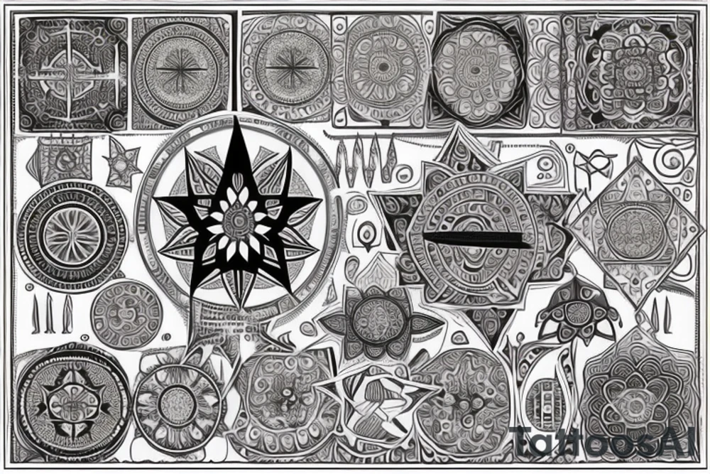 Hamsa compass mandala tattoo idea