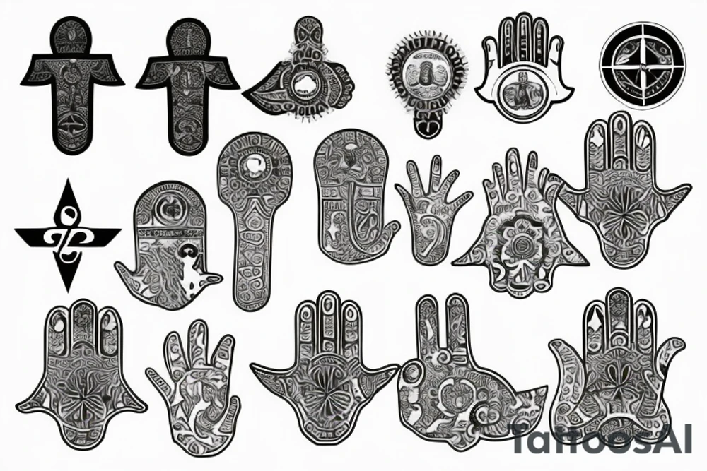 Hamsa with nautical symbolism tattoo idea