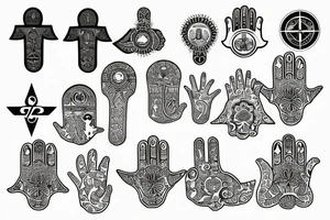 Hamsa with nautical symbolism tattoo idea