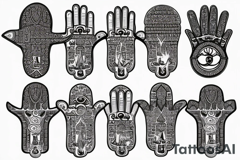 Hamsa with nautical symbolism tattoo idea