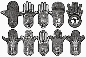 Hamsa with nautical symbolism tattoo idea