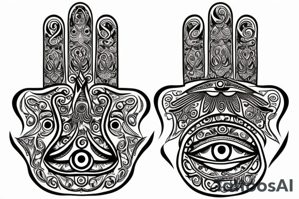 Hamsa with an evil eye tattoo idea
