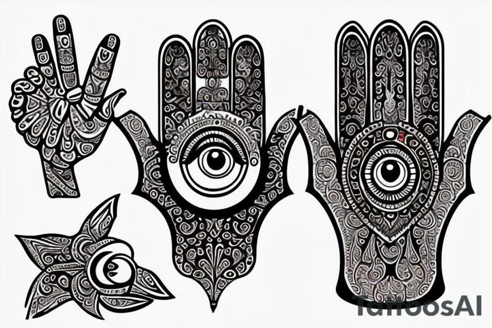 Hamsa with an evil eye tattoo idea