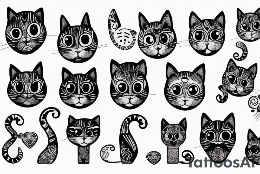 cat holding an eye in its paws tattoo idea