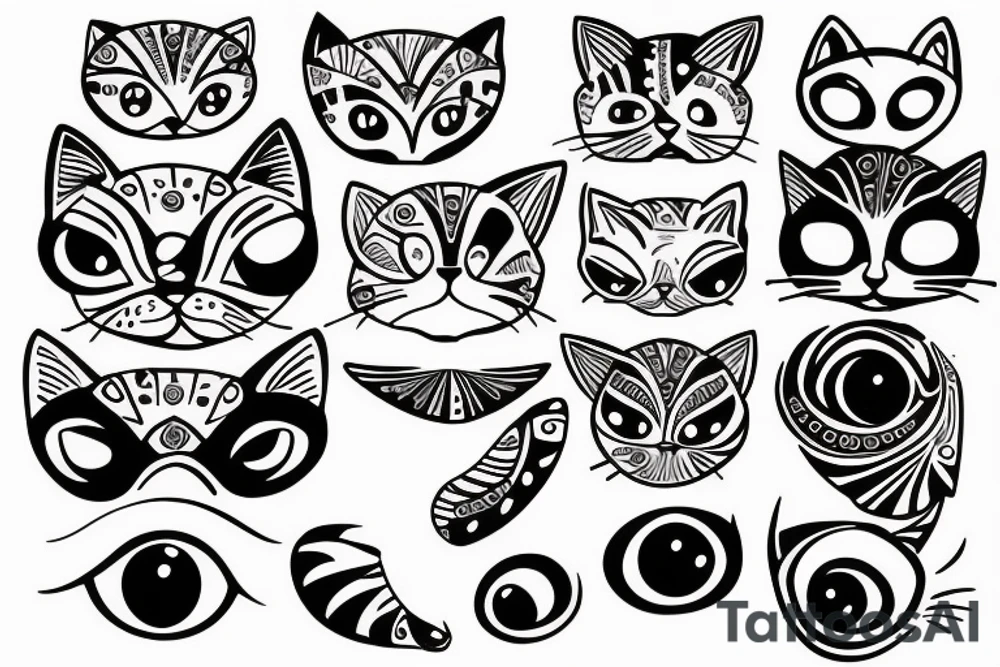 cat holding an eye in its paws tattoo idea
