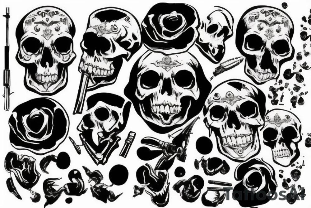 skull with a bullet in the head tattoo idea