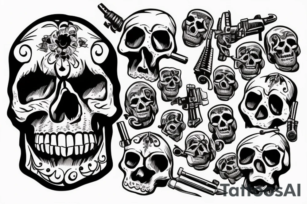 skull with a bullet in the head tattoo idea