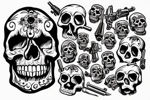 skull with a bullet in the head tattoo idea