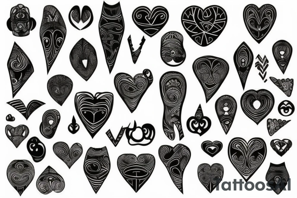 heart with eyes tattoo idea