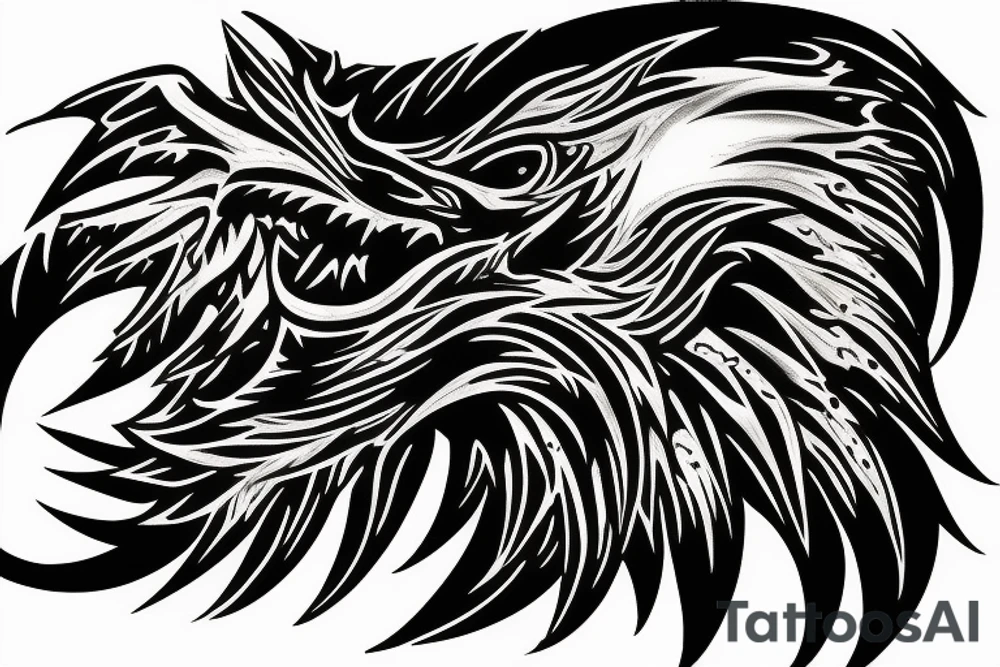 Eagle with claw eye dragon with smoke 1970 and 1973 scratches tattoo idea