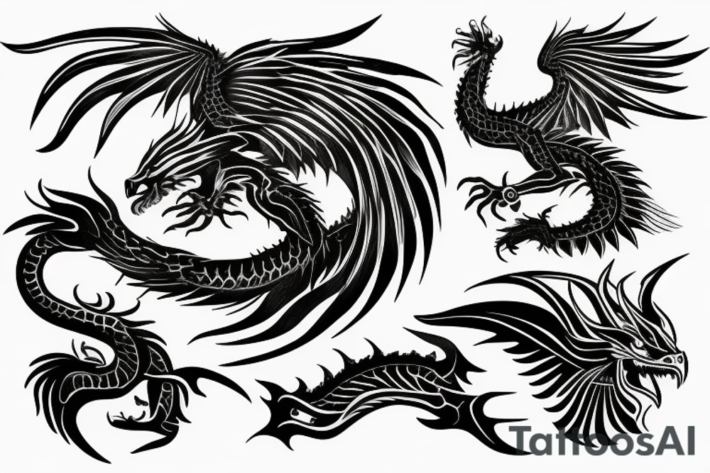 Eagle with claw eye dragon with smoke 1970 and 1973 scratches tattoo idea