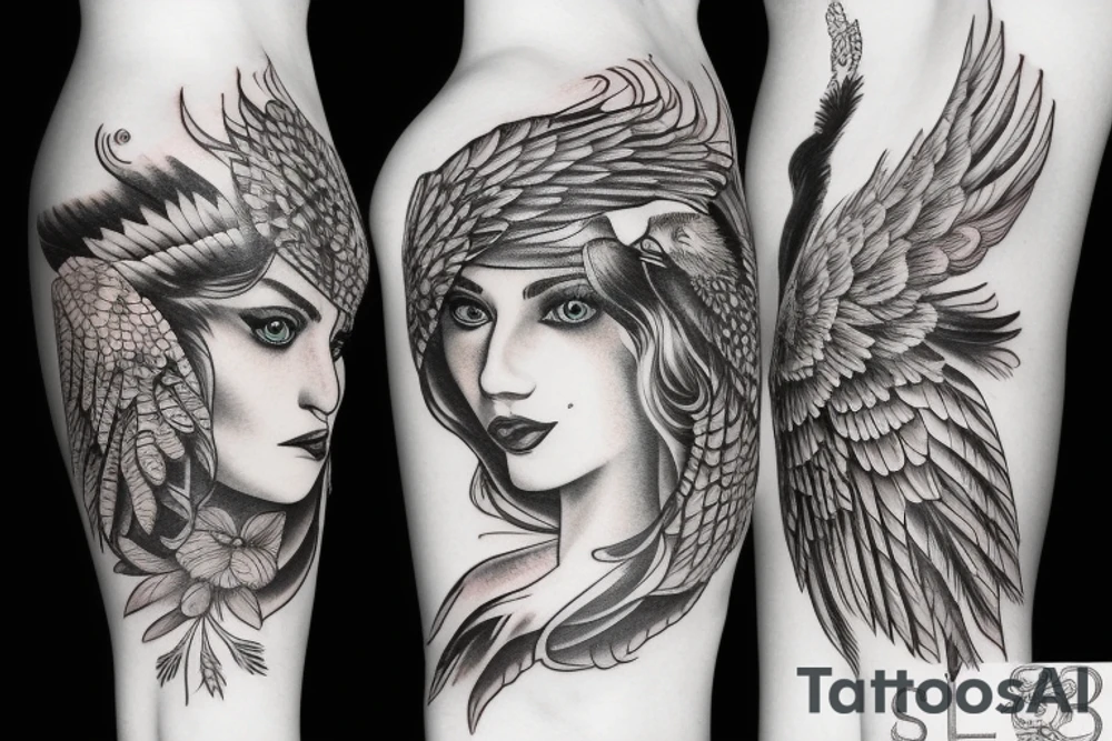 Women eye eagle tattoo idea